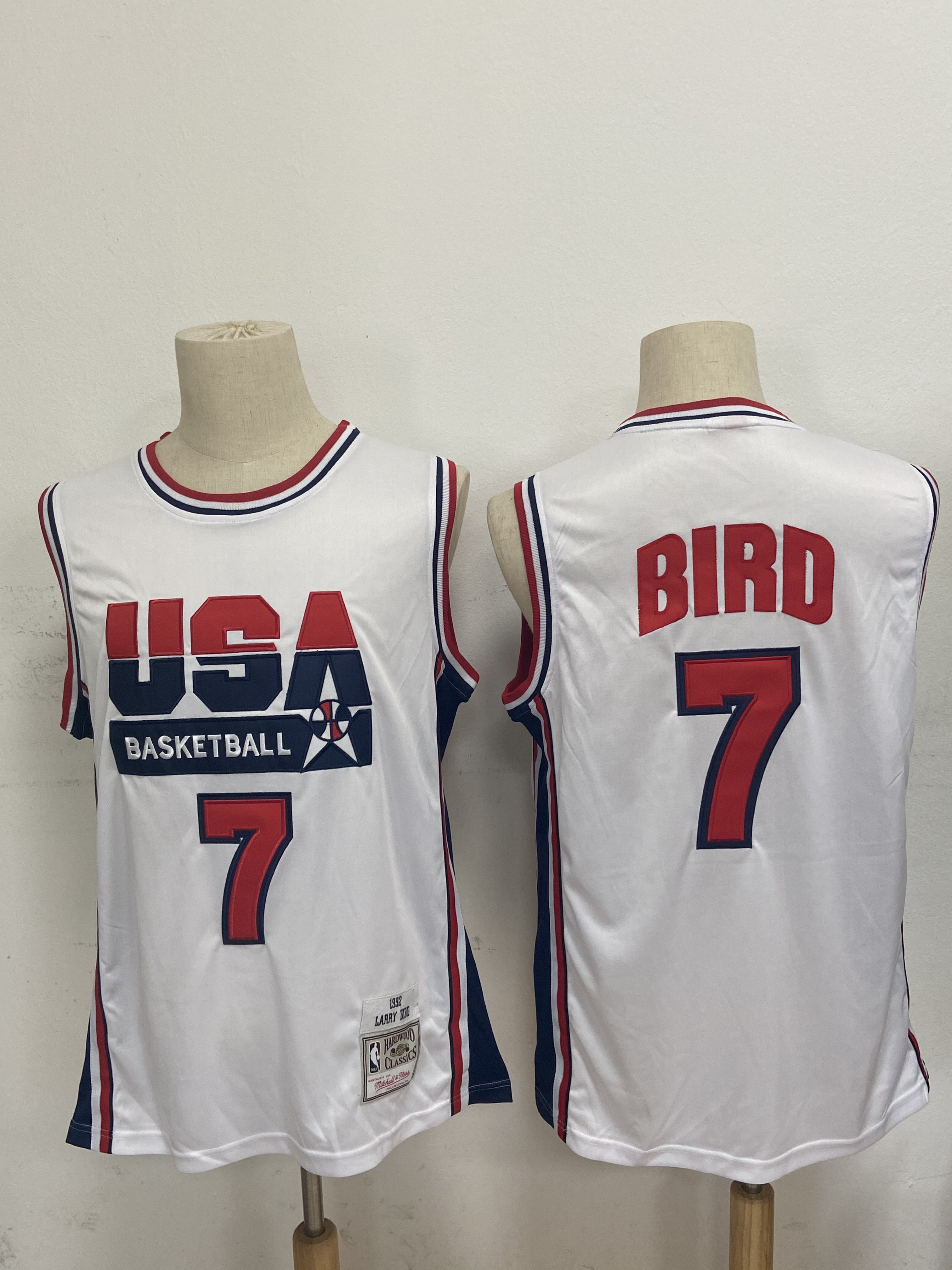 Cheap Men USA Basketball 7 Bird White Stitched Throwback NBA Jersey